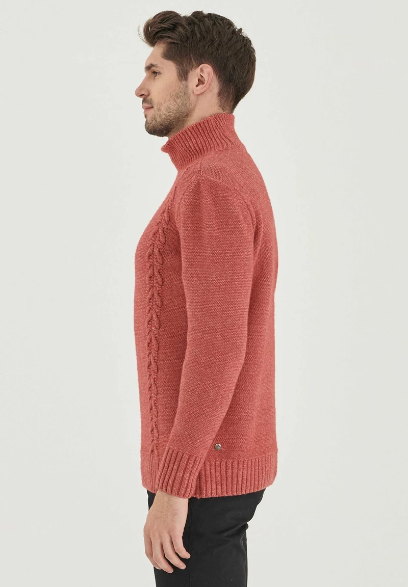 Rollkragenpullover aus Bio-Merinowolle und Bio-Baumwolle