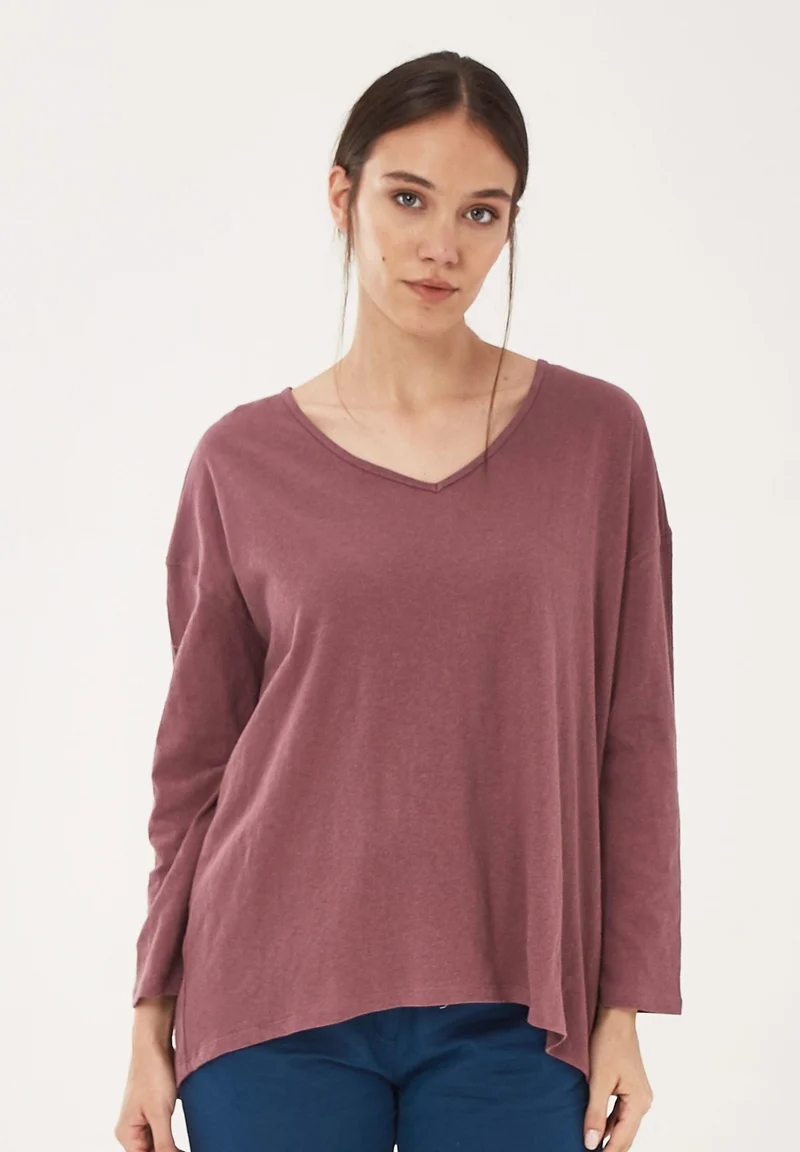 Langarmshirt aus Bio-Baumwolle mit Leinen