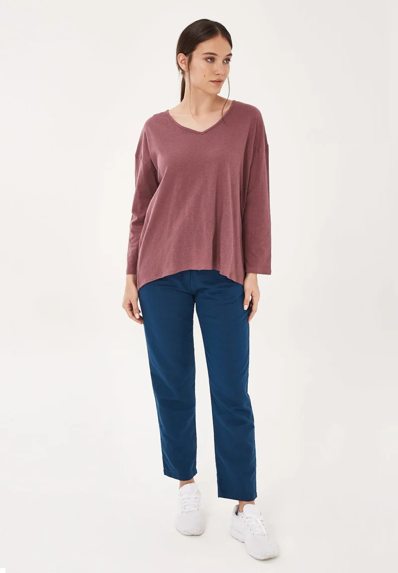 Langarmshirt aus Bio-Baumwolle mit Leinen