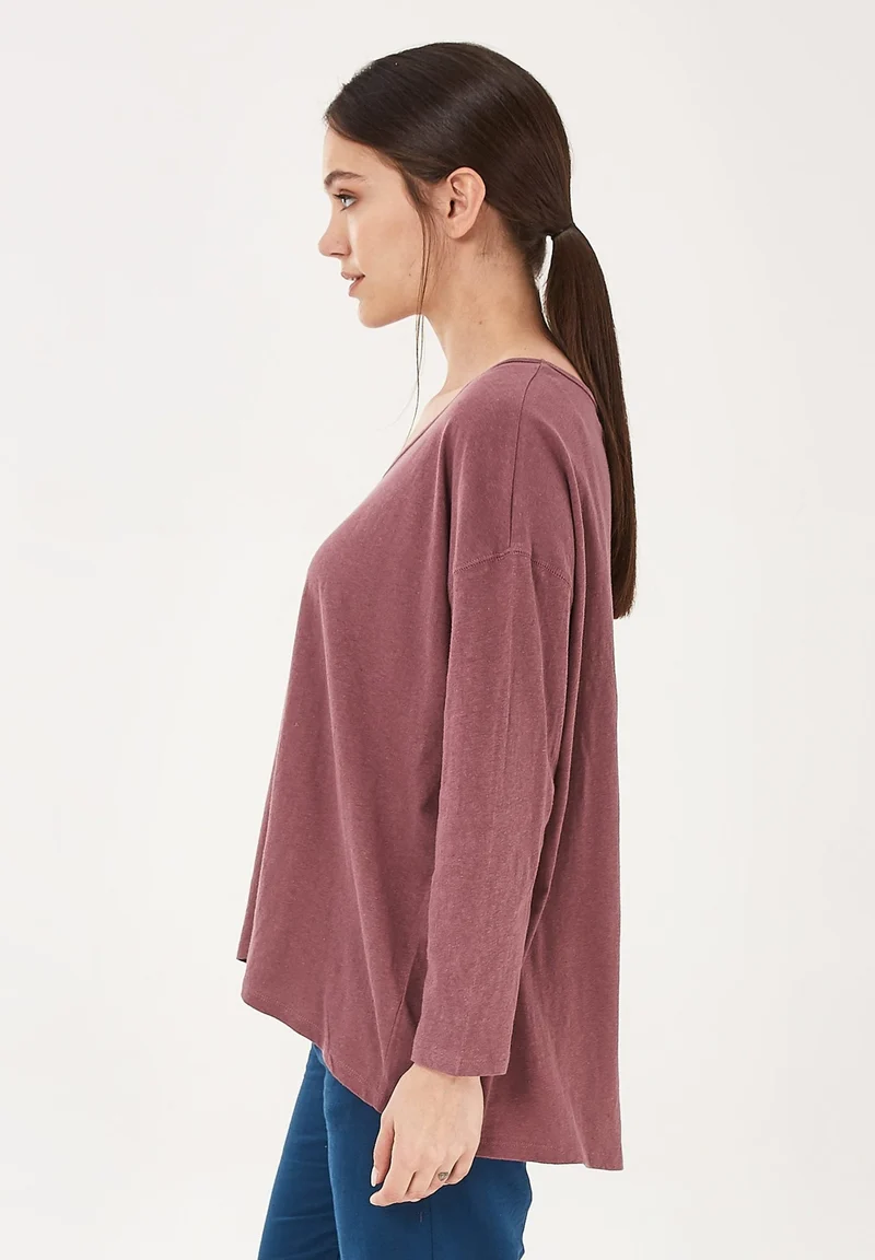 Langarmshirt aus Bio-Baumwolle mit Leinen