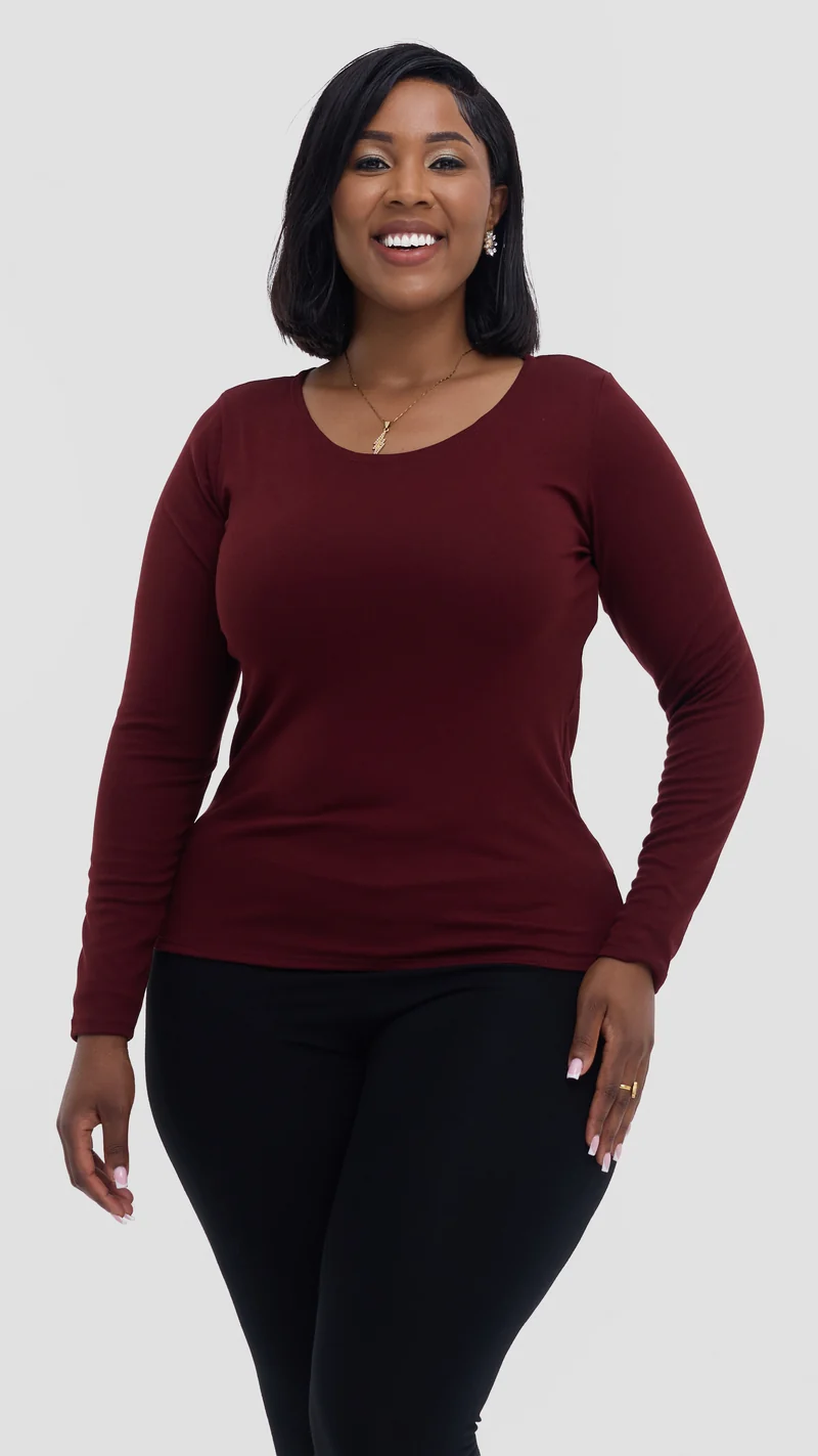 Vivo Everyday Long Sleeve Top In Jersey - Mulberry