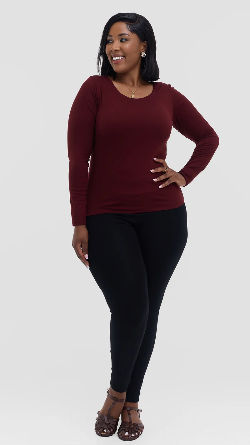 Vivo Everyday Long Sleeve Top In Jersey - Mulberry