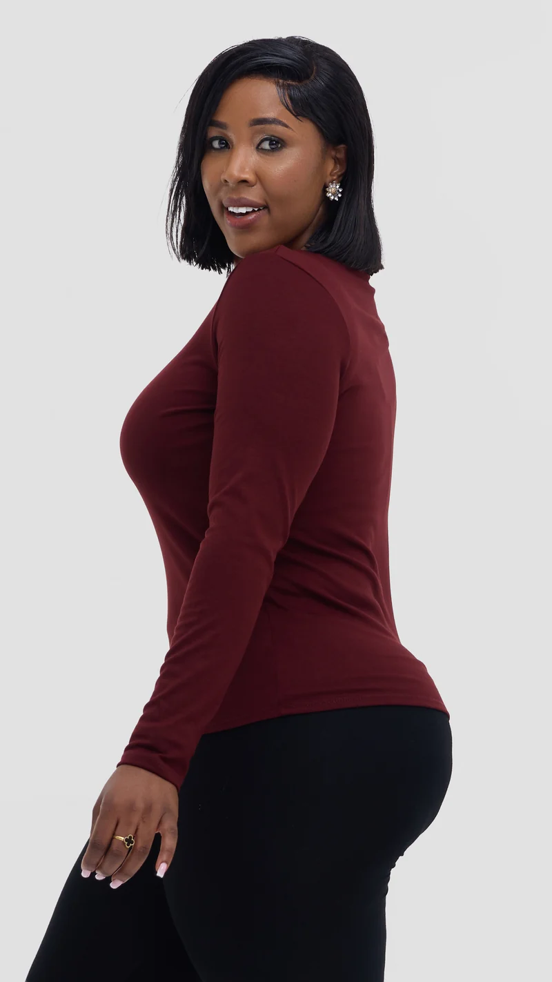Vivo Everyday Long Sleeve Top In Jersey - Mulberry