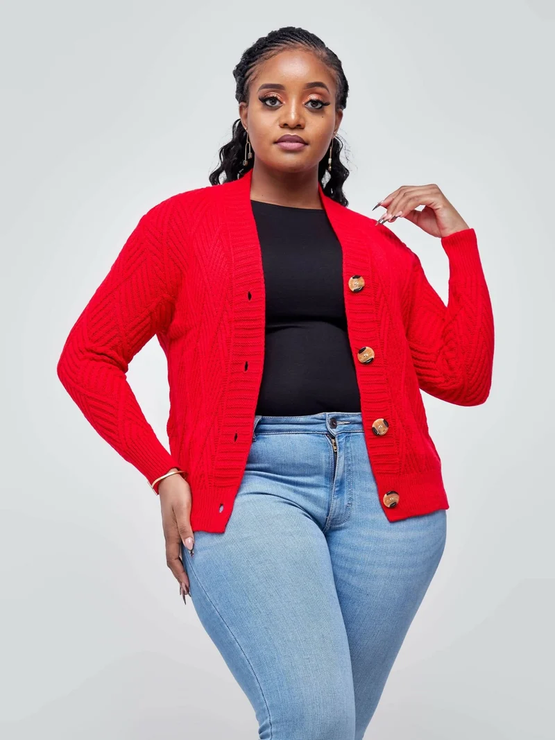 The Fashion Frenzy Button Cardigan - Red