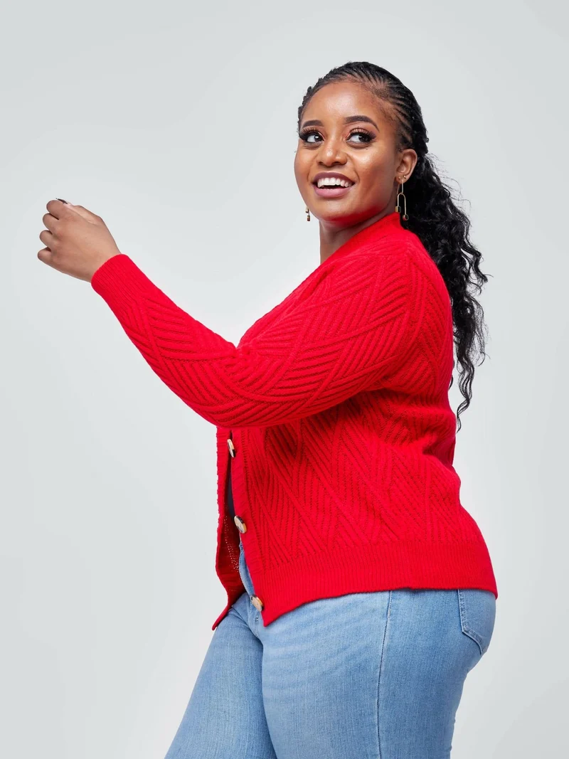 The Fashion Frenzy Button Cardigan - Red