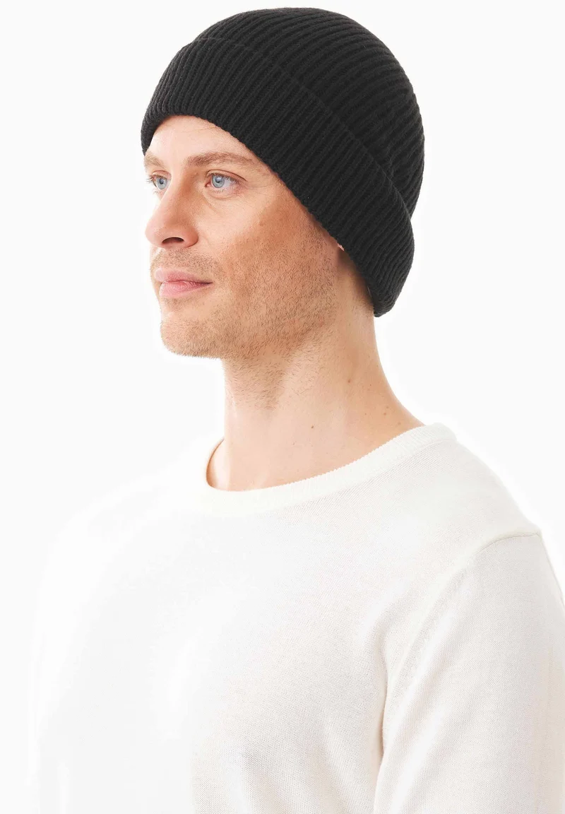 Unisex Strick-Beanie aus Bio-Merinowolle und Bio-Baumwolle