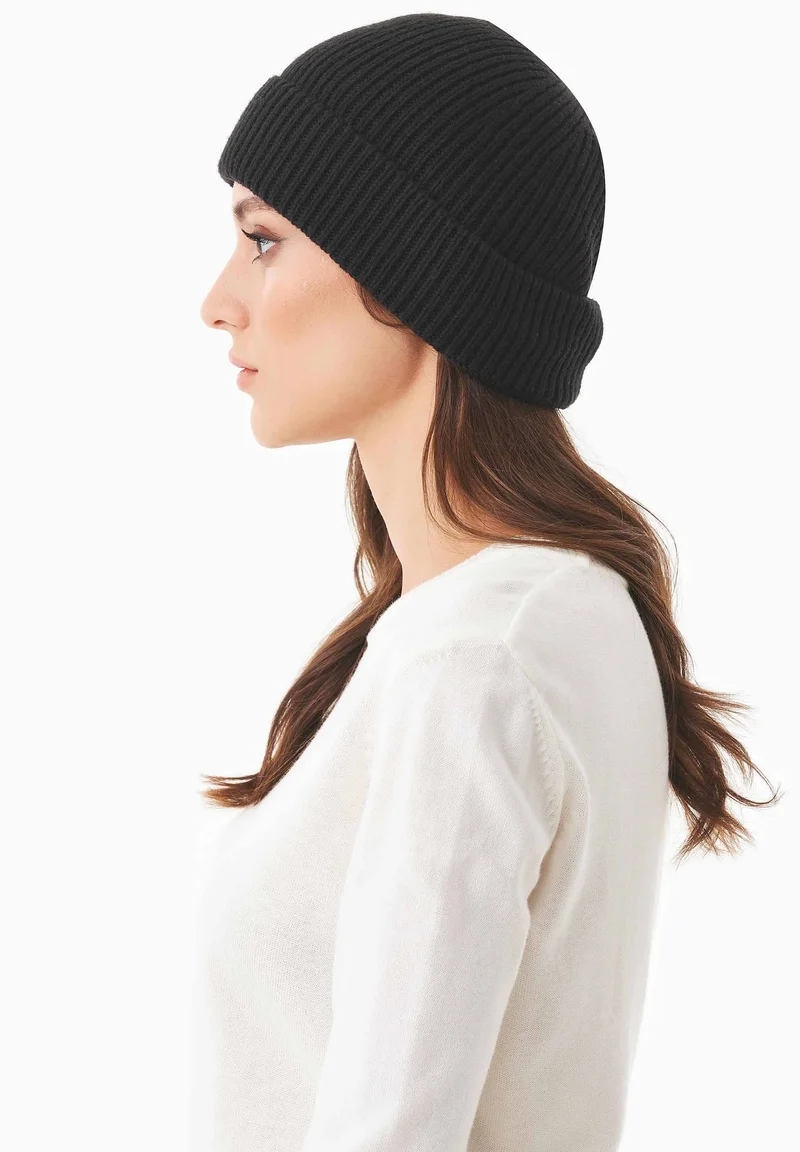 Unisex Strick-Beanie aus Bio-Merinowolle und Bio-Baumwolle