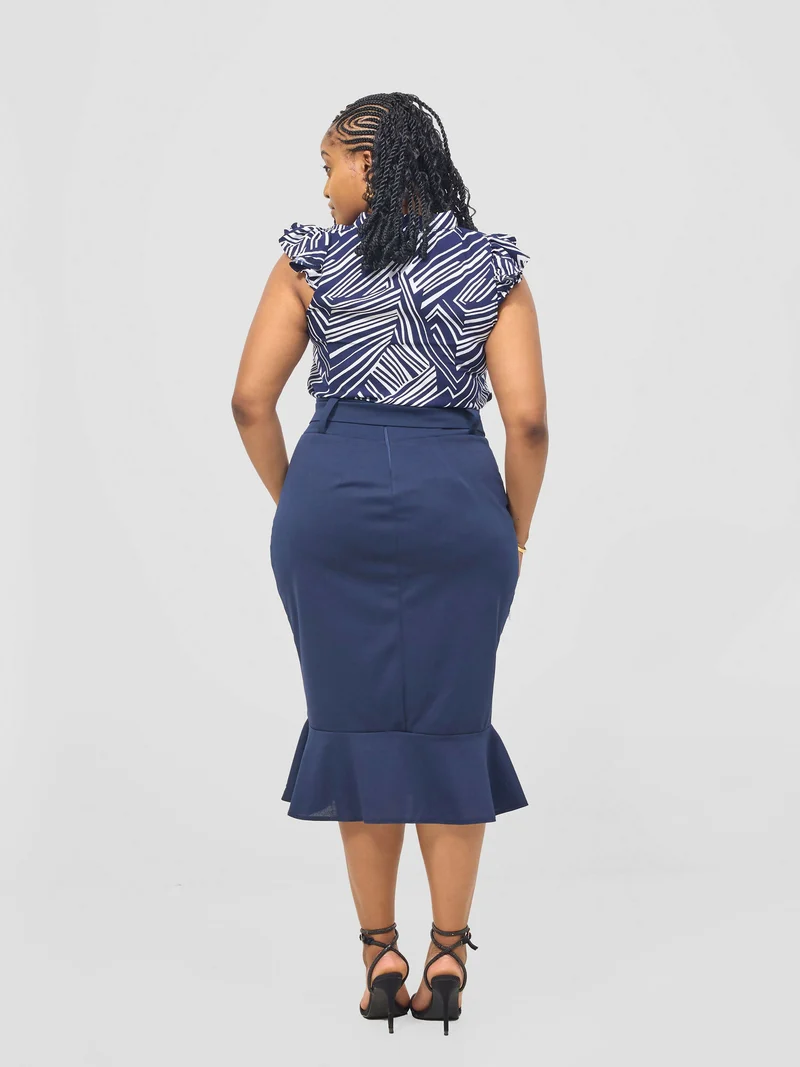Liliadly Bebe Pencil Skirt - Blue