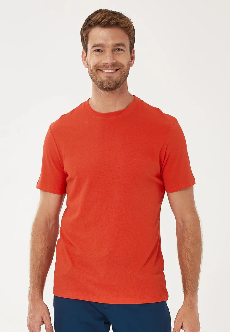 T-Shirt aus Bio-Baumwolle mit Leinen
