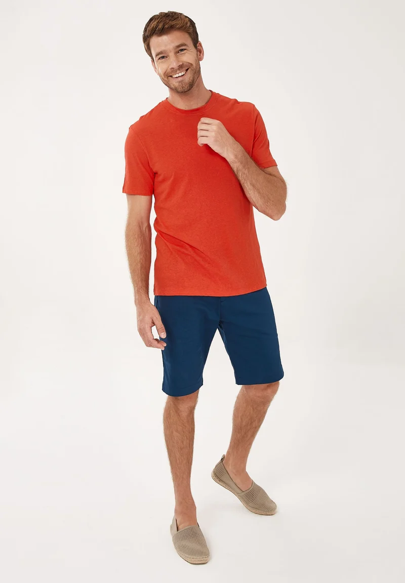 T-Shirt aus Bio-Baumwolle mit Leinen