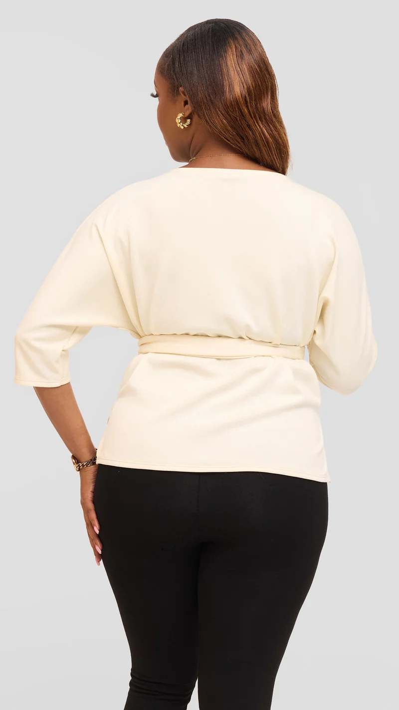 Vivo Front Tie Top in Scuba -Off White