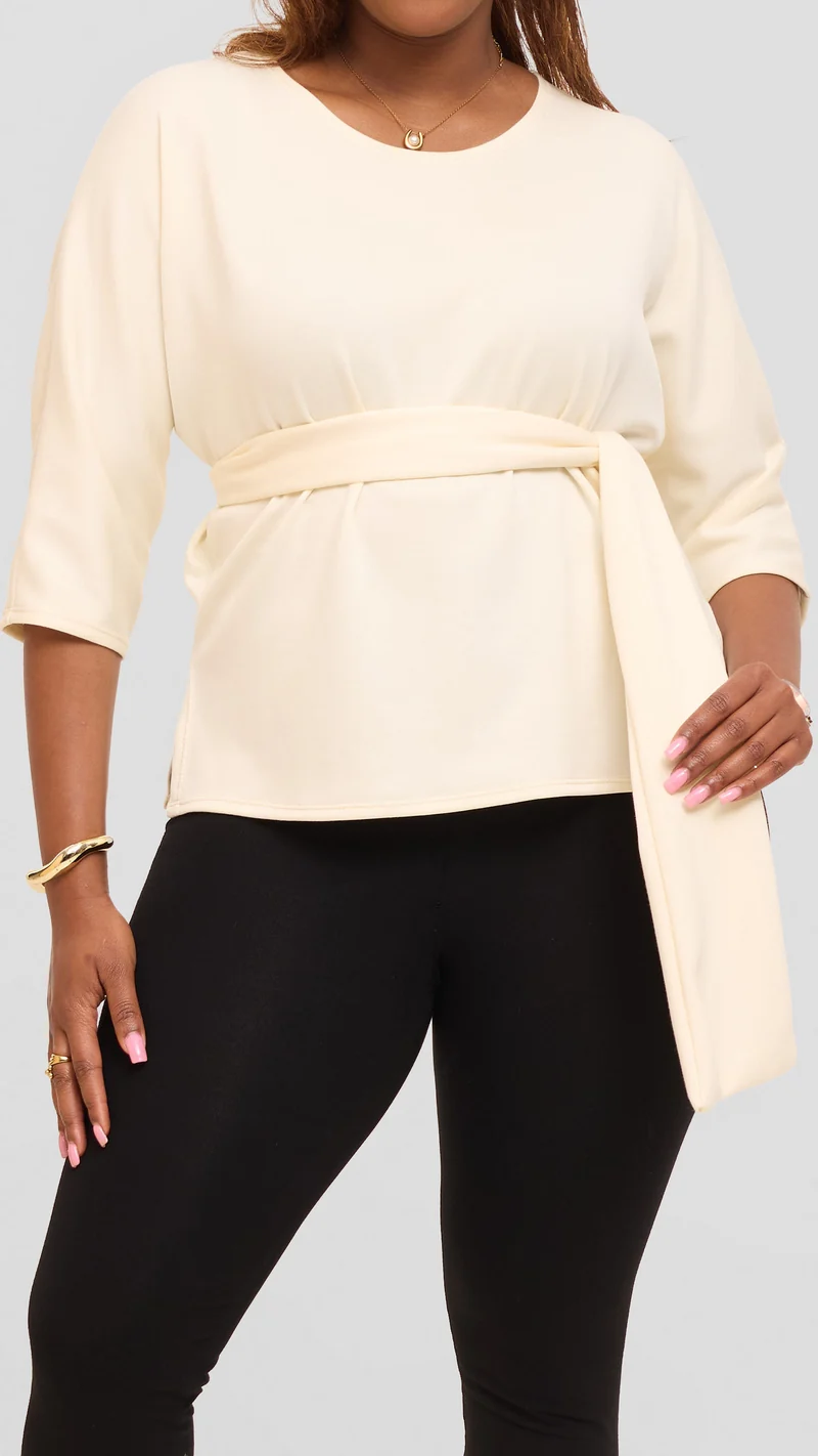 Vivo Front Tie Top in Scuba -Off White