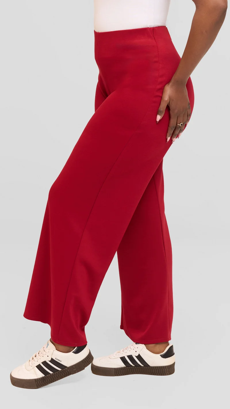 Vivo Wide Leg Pants in Scuba - Dark Red