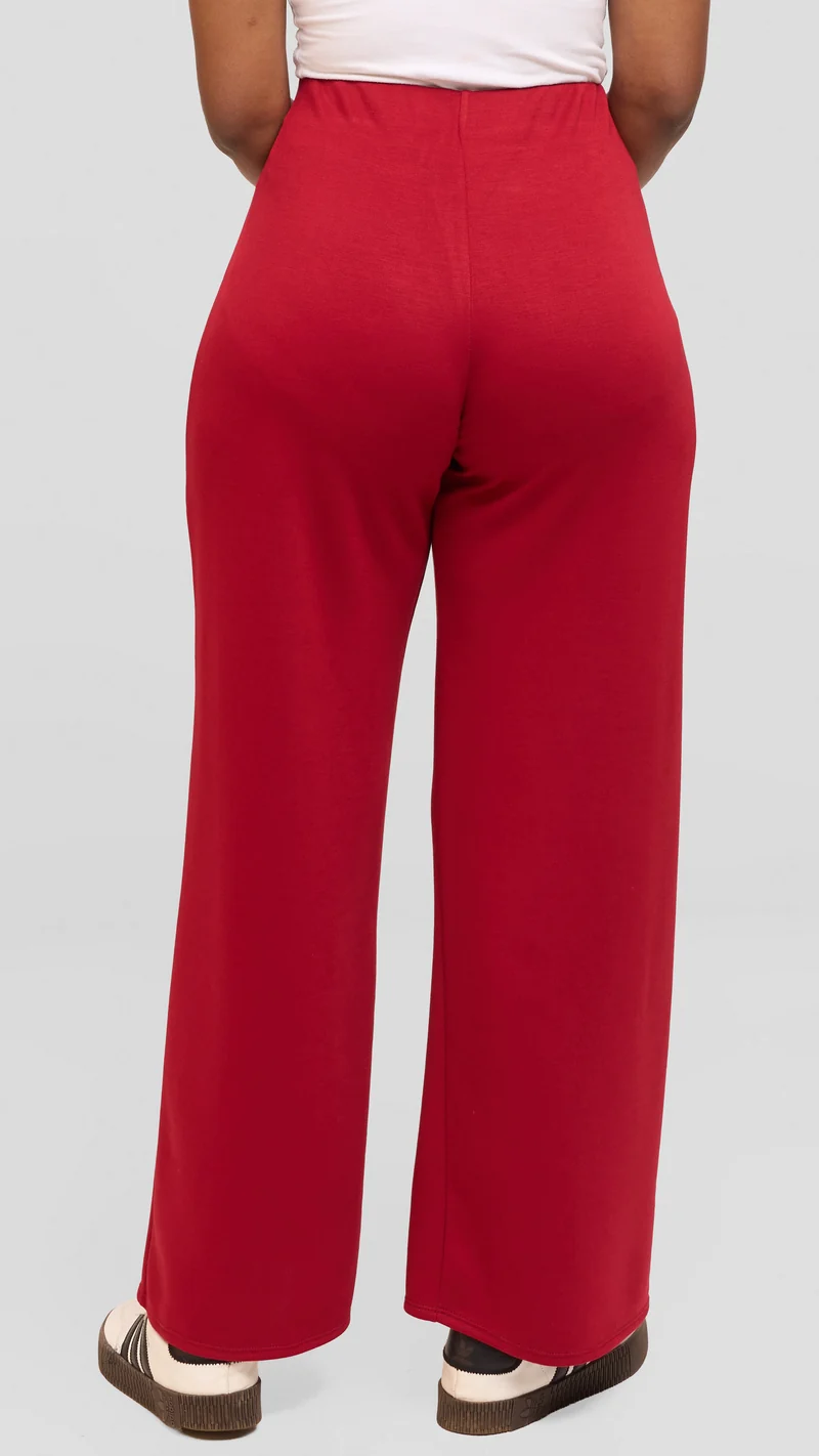 Vivo Wide Leg Pants in Scuba - Dark Red