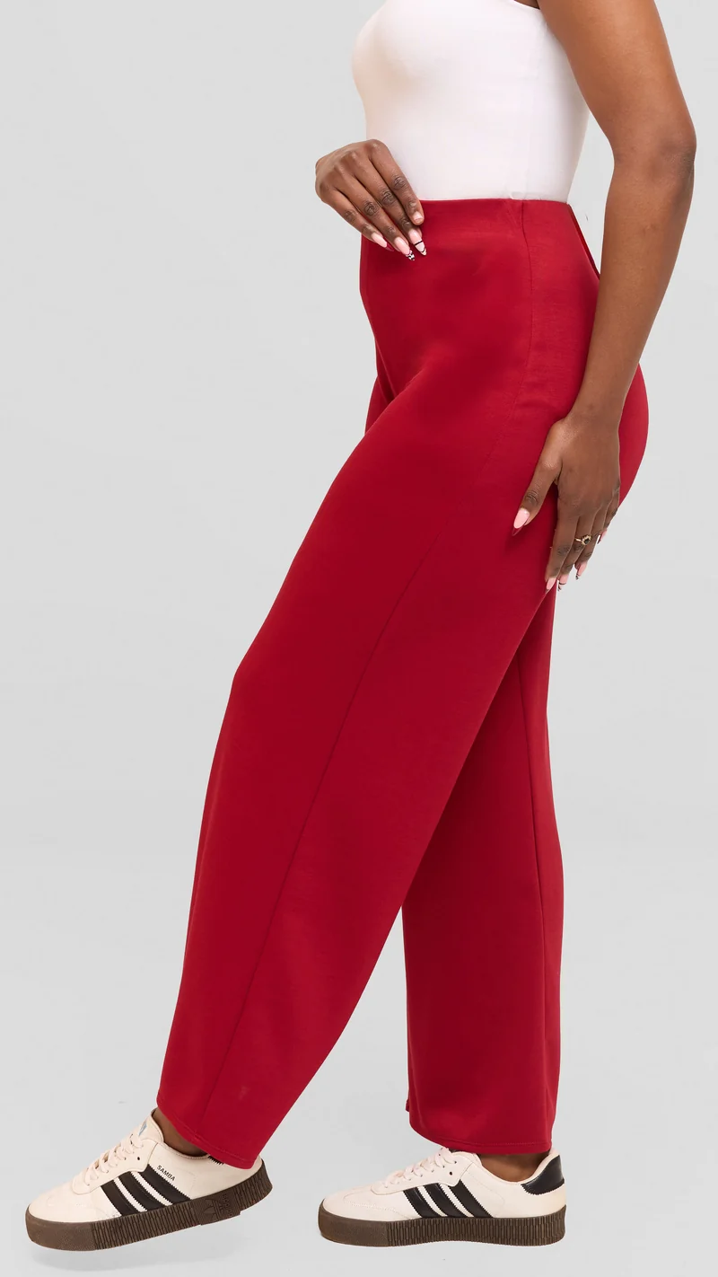 Vivo Wide Leg Pants in Scuba - Dark Red