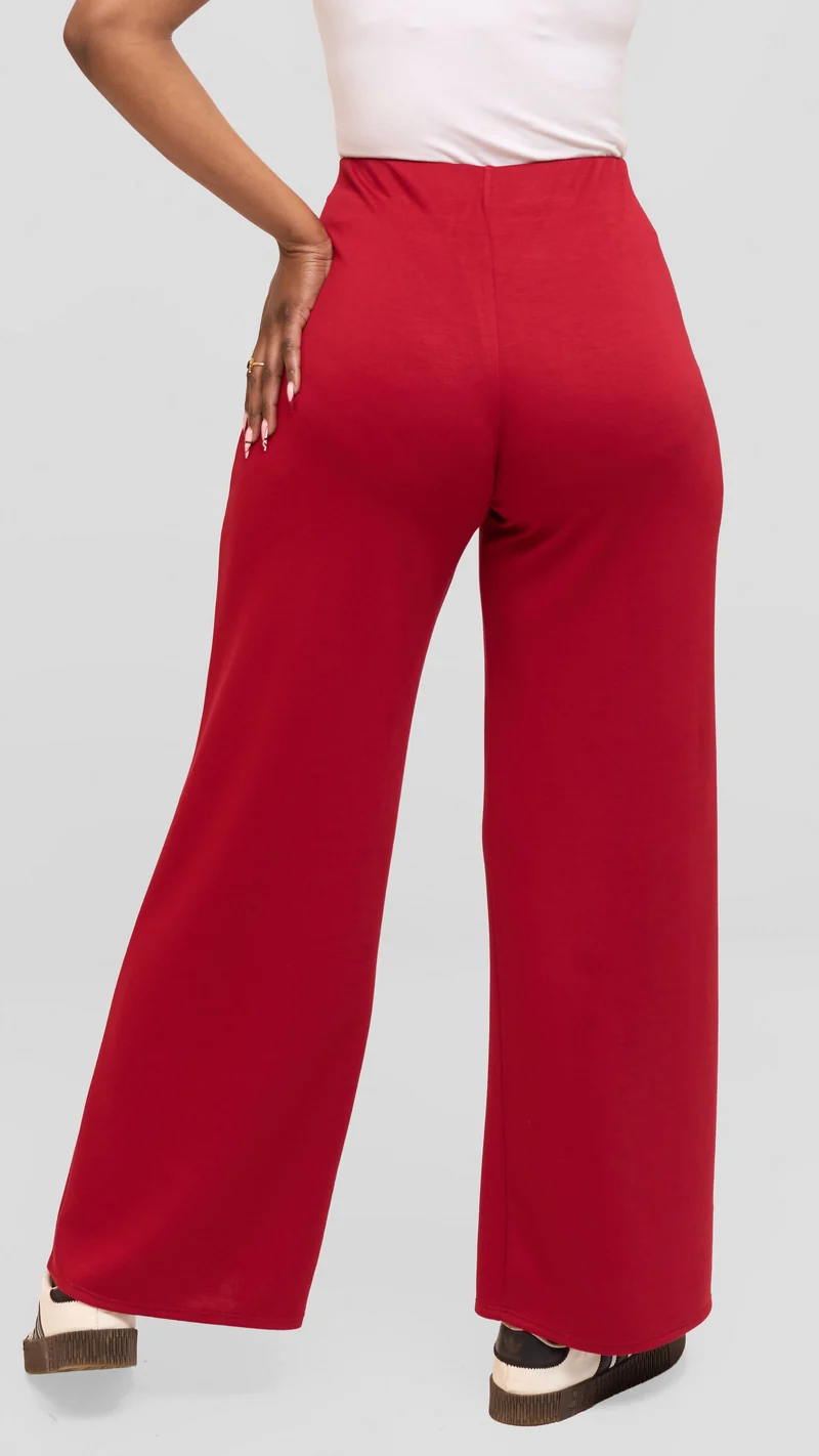 Vivo Wide Leg Pants in Scuba - Dark Red