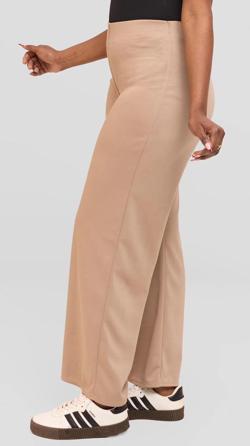 Vivo Wide Leg Pants in Scuba - Taupe