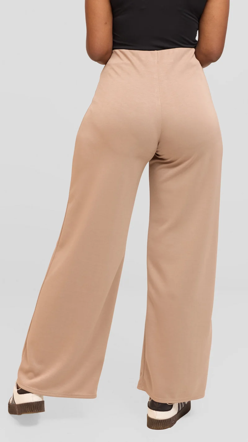Vivo Wide Leg Pants in Scuba - Taupe