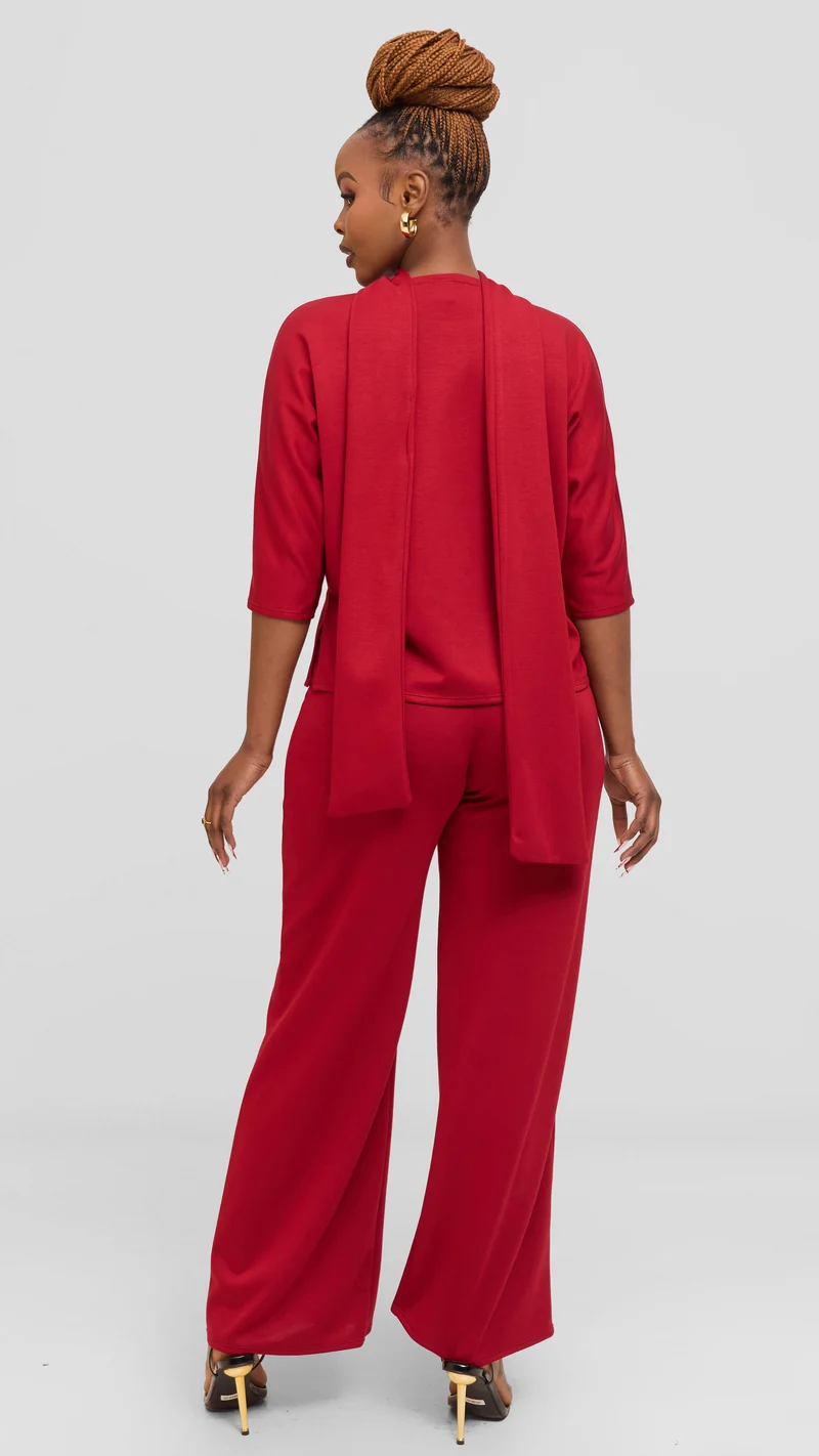Vivo Front Tie Top in Scuba - Dark Red