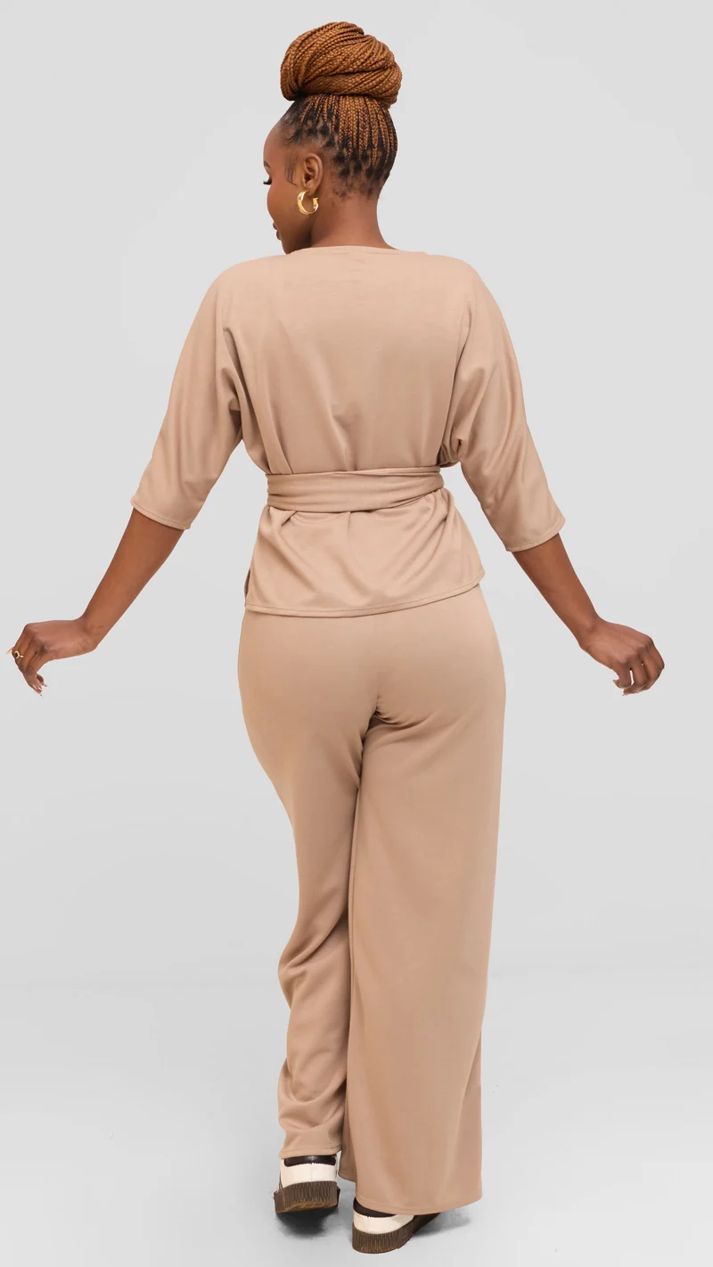 Vivo Front Tie Top in Scuba - Taupe