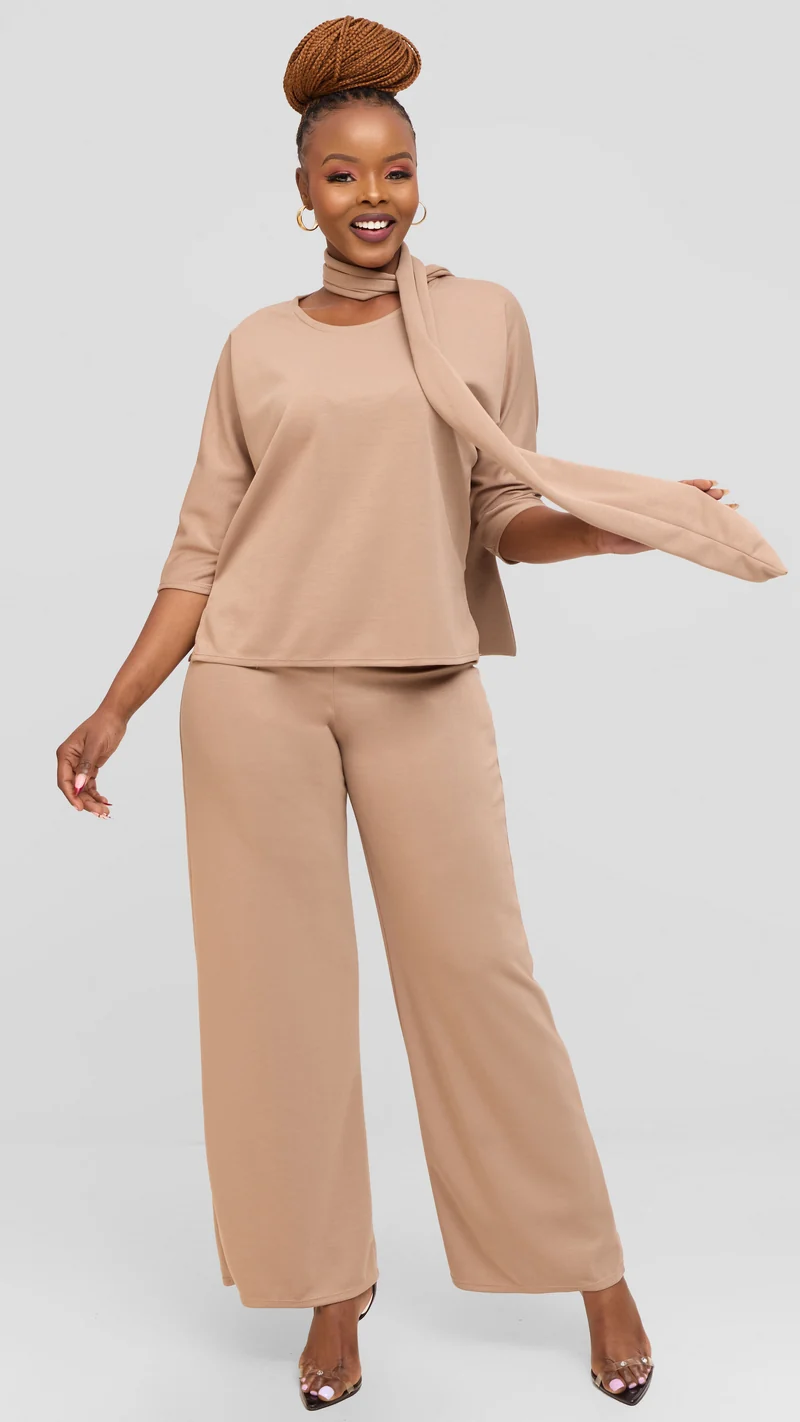 Vivo Front Tie Top in Scuba - Taupe
