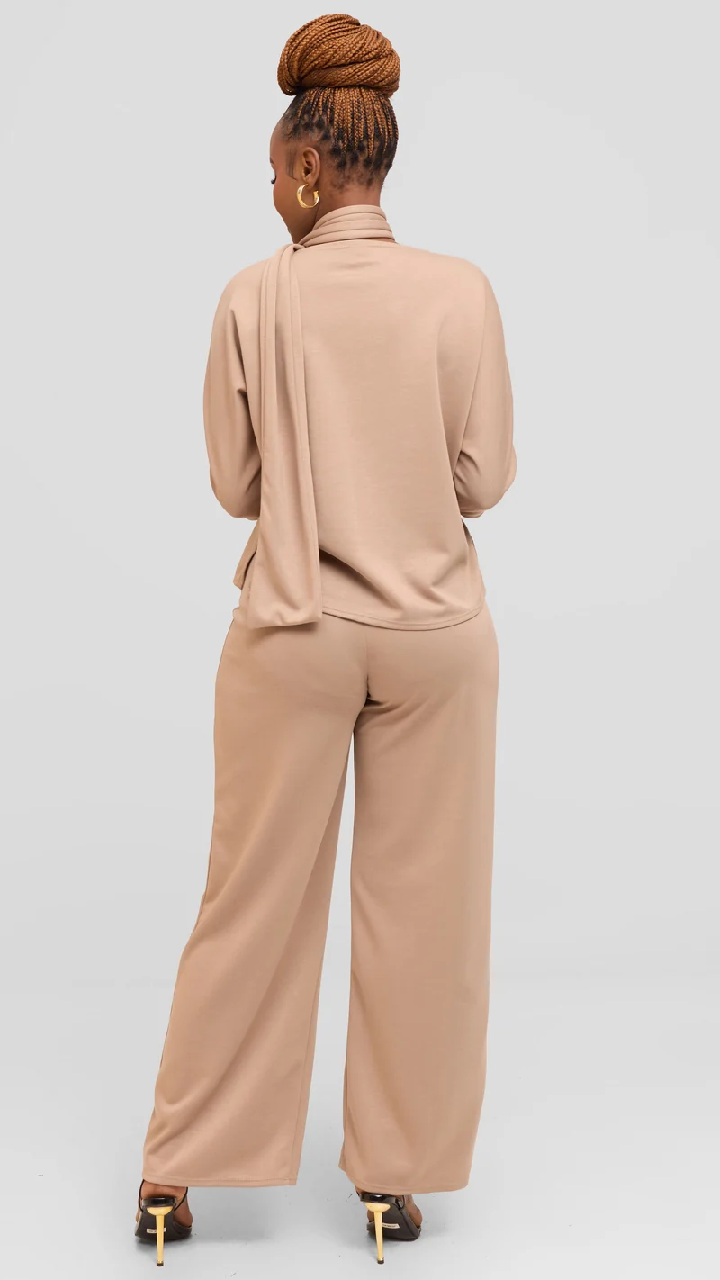 Vivo Front Tie Top in Scuba - Taupe