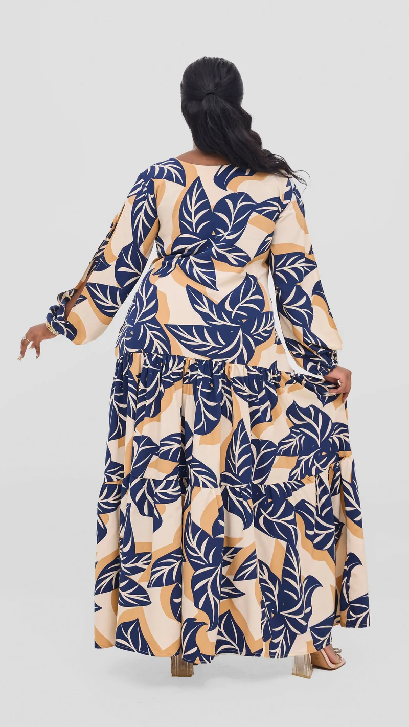 Liliadly Amber Leafy Dress - Blue