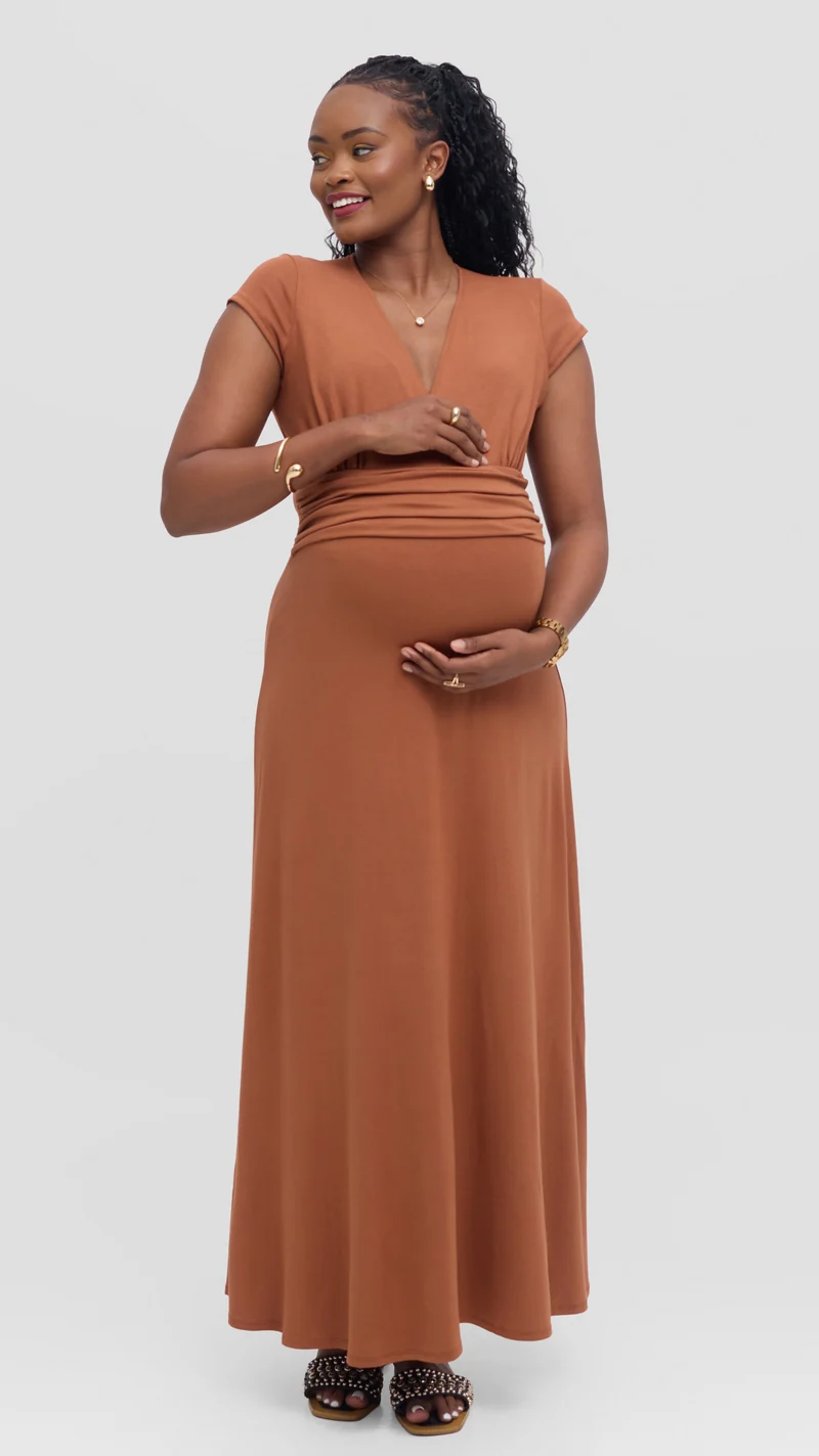 Vivo Anavi Maxi Dress In Jersey - Rust