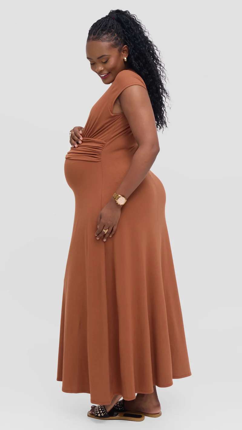 Vivo Anavi Maxi Dress In Jersey - Rust