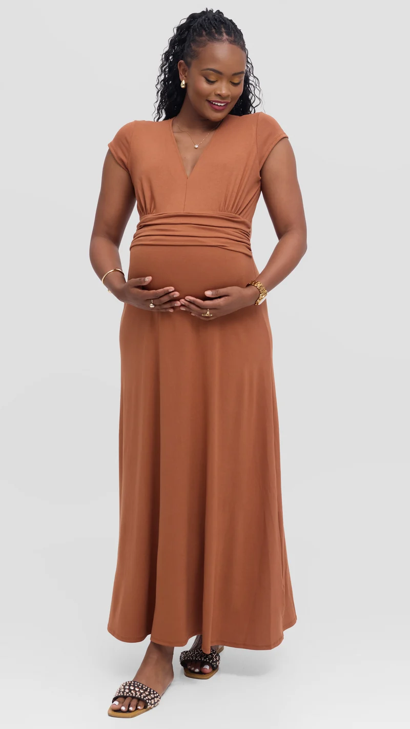 Vivo Anavi Maxi Dress In Jersey - Rust