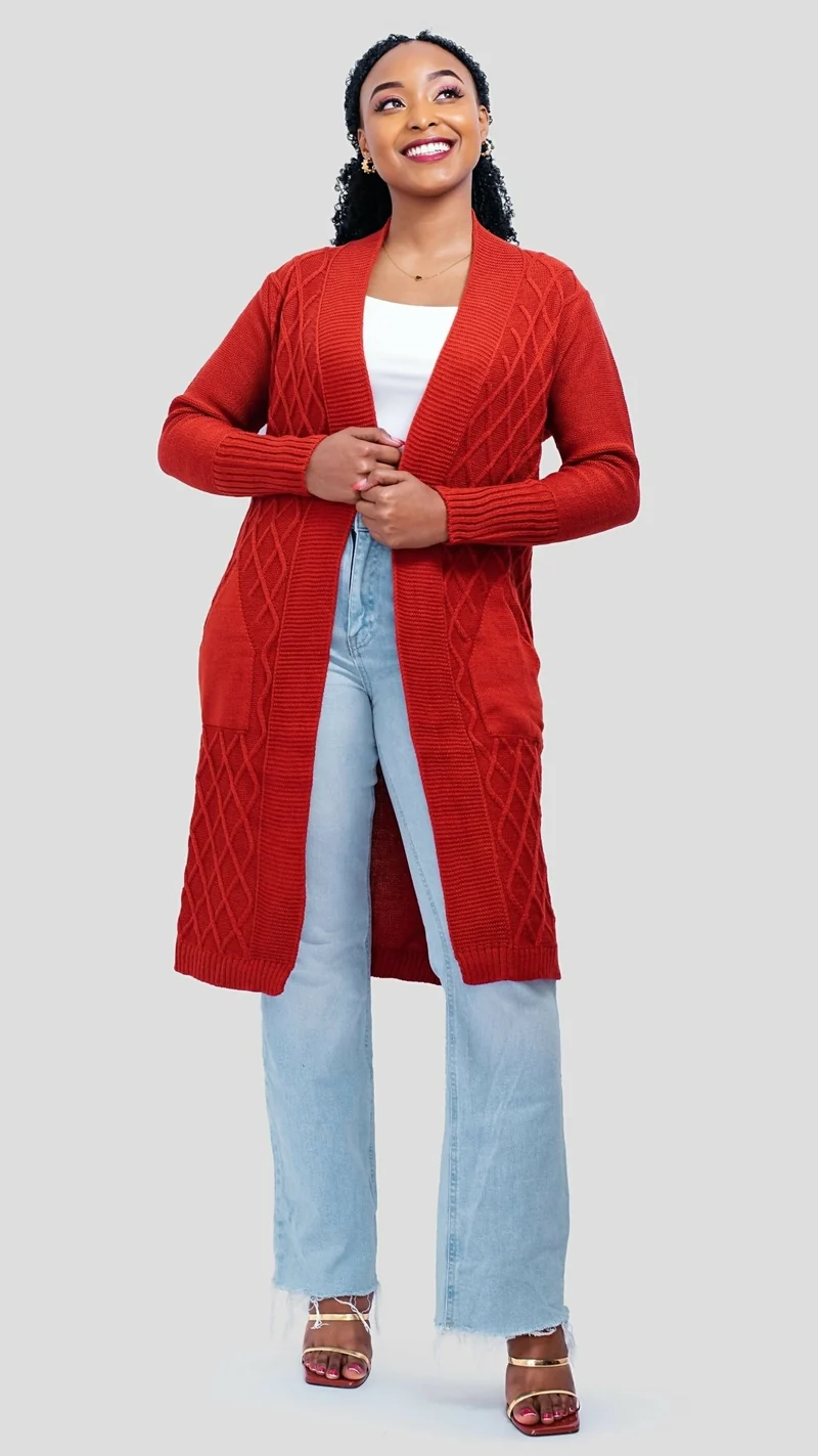 The Fashion Frenzy Waterfall Cardigan - Burnt Orange