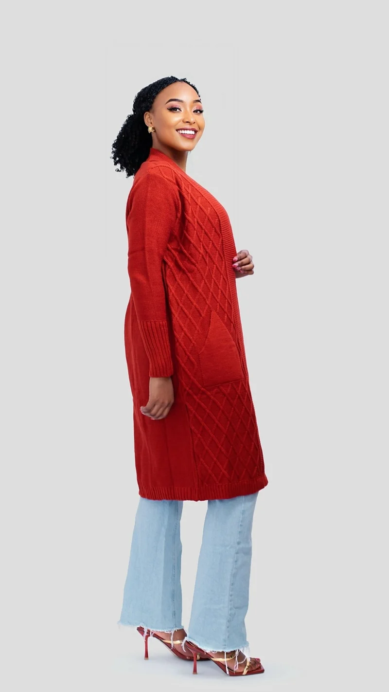 The Fashion Frenzy Waterfall Cardigan - Burnt Orange