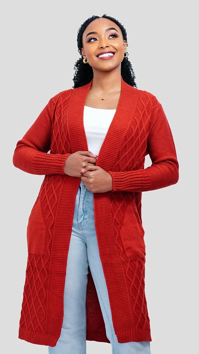The Fashion Frenzy Waterfall Cardigan - Burnt Orange