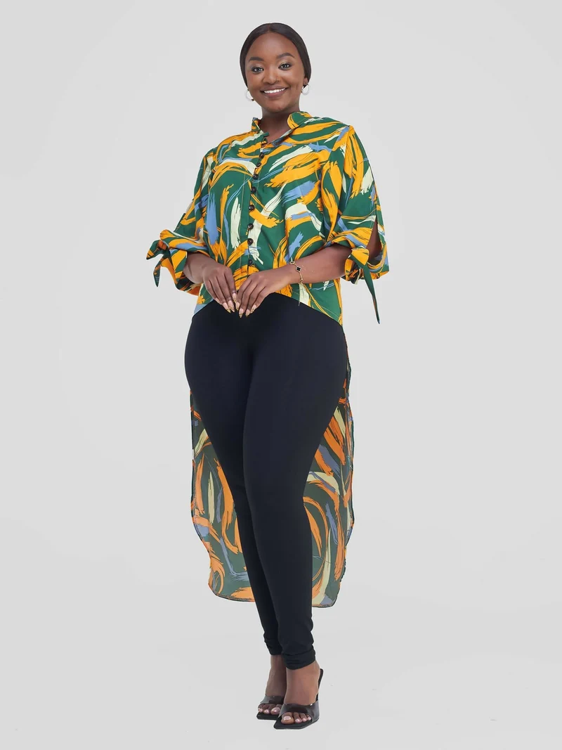High - Low Citry Kimono - Green