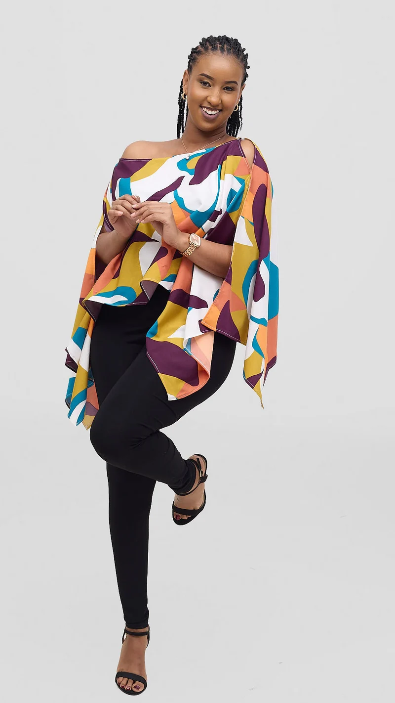 Liliadly Casso Off Shoulder Top - Multicolored
