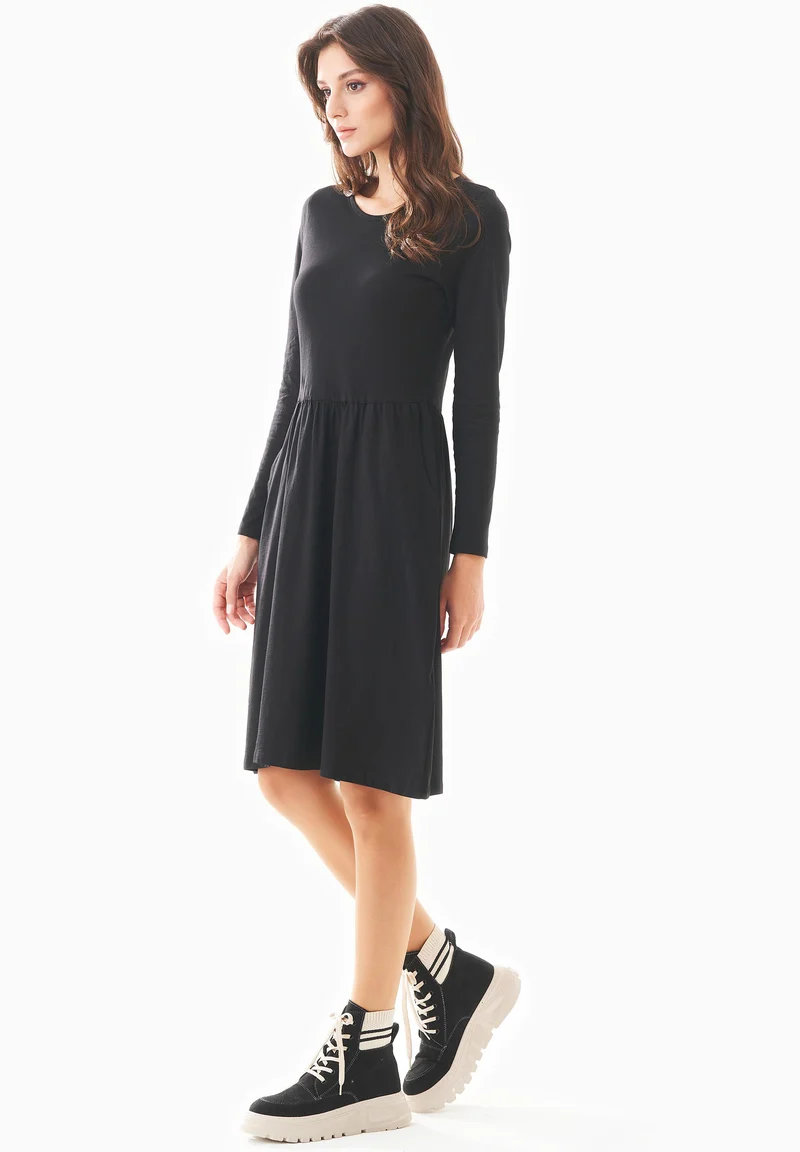 Langarm-Jerseykleid aus Bio-Baumwolle