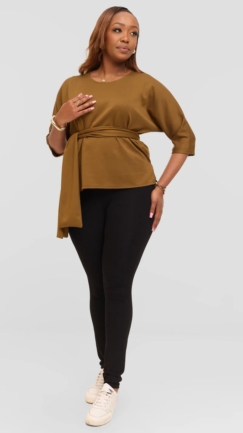 Vivo Front Tie Top in Scuba - Olive