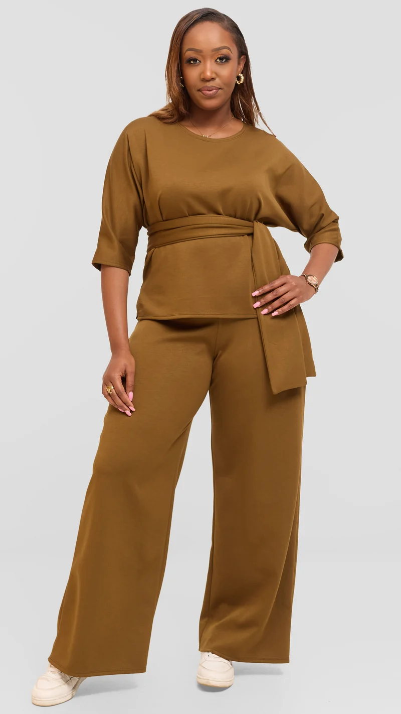 Vivo Front Tie Top in Scuba - Olive