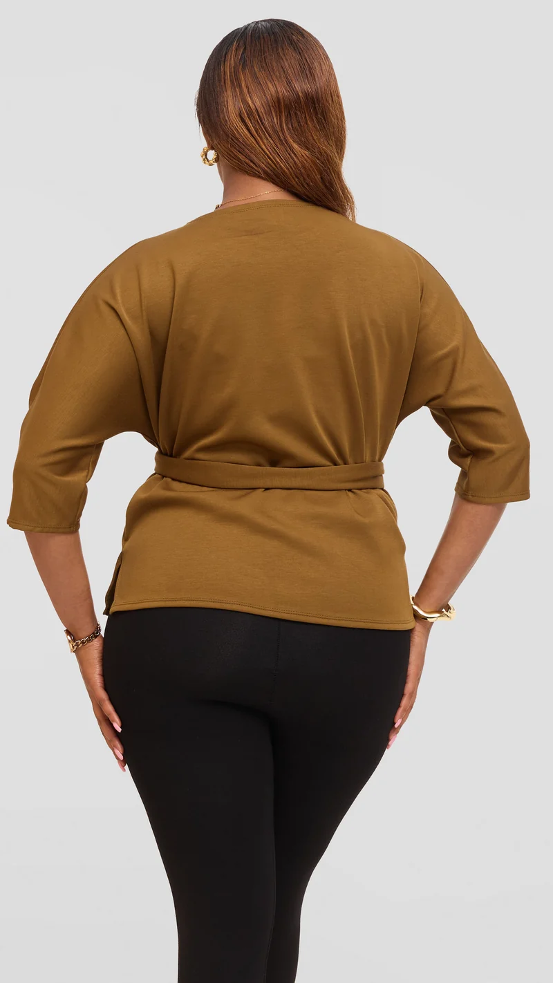 Vivo Front Tie Top in Scuba - Olive