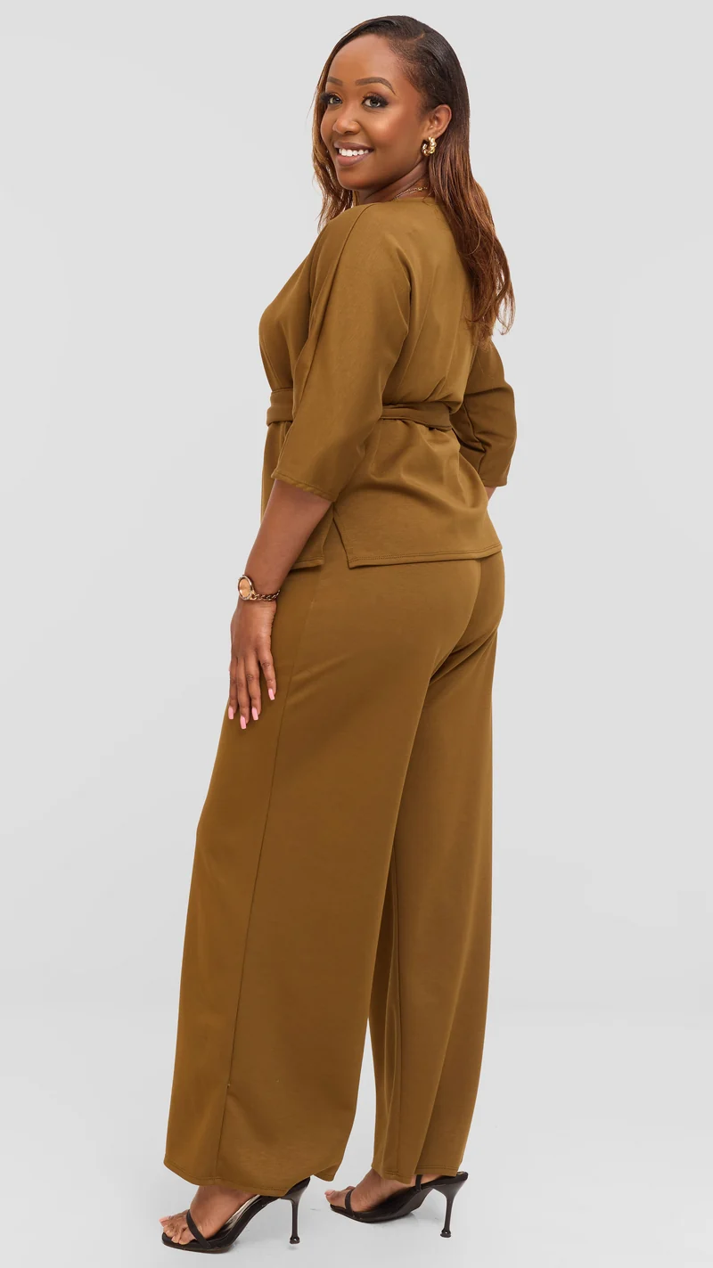 Vivo Front Tie Top in Scuba - Olive