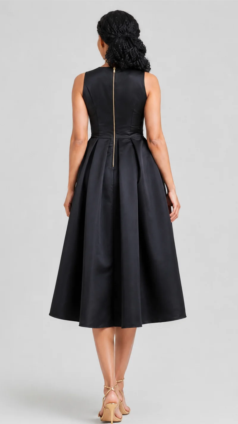 The Fashion Frenzy Midnight Bloom Midi Skater - Black
