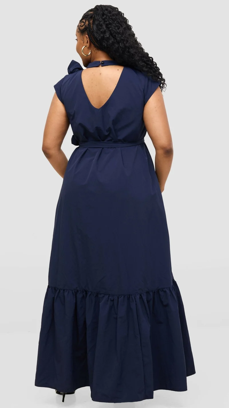 Magali Designs Curvy Plus Size Cascade Dress - Navy Blue