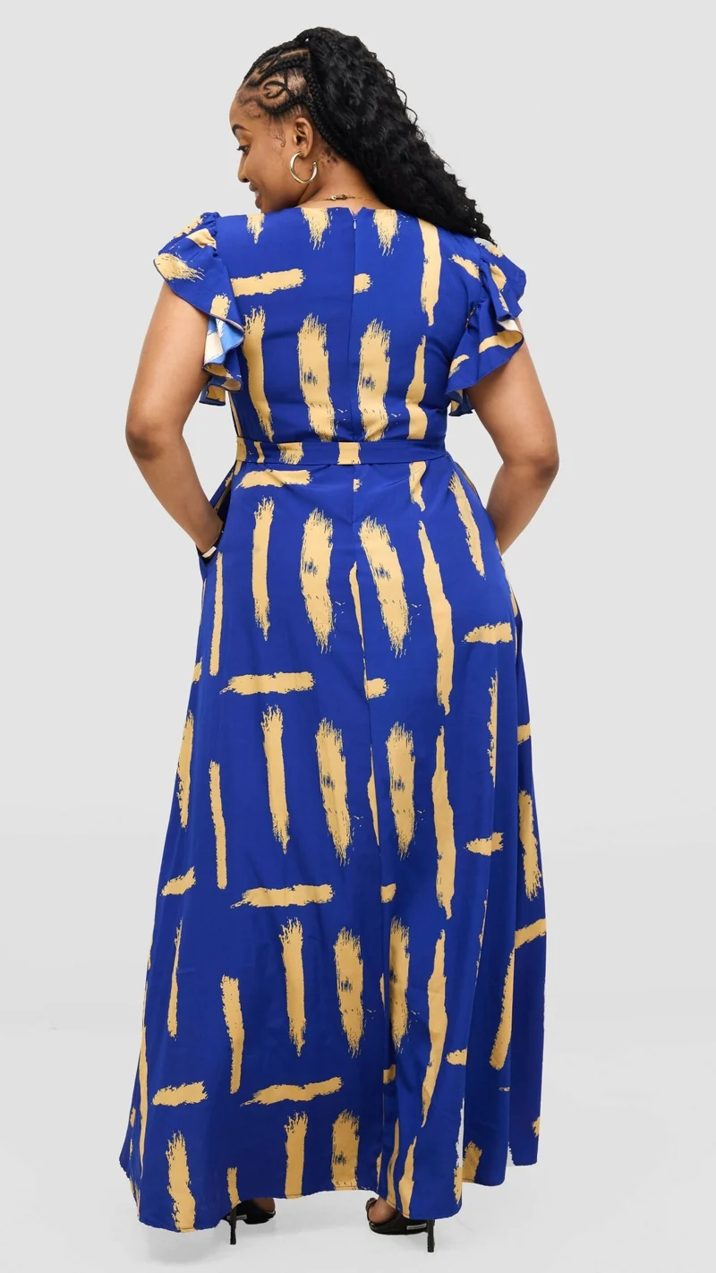 Magali Designs Curvy Plus Size Siena Dress - Royal Blue Print