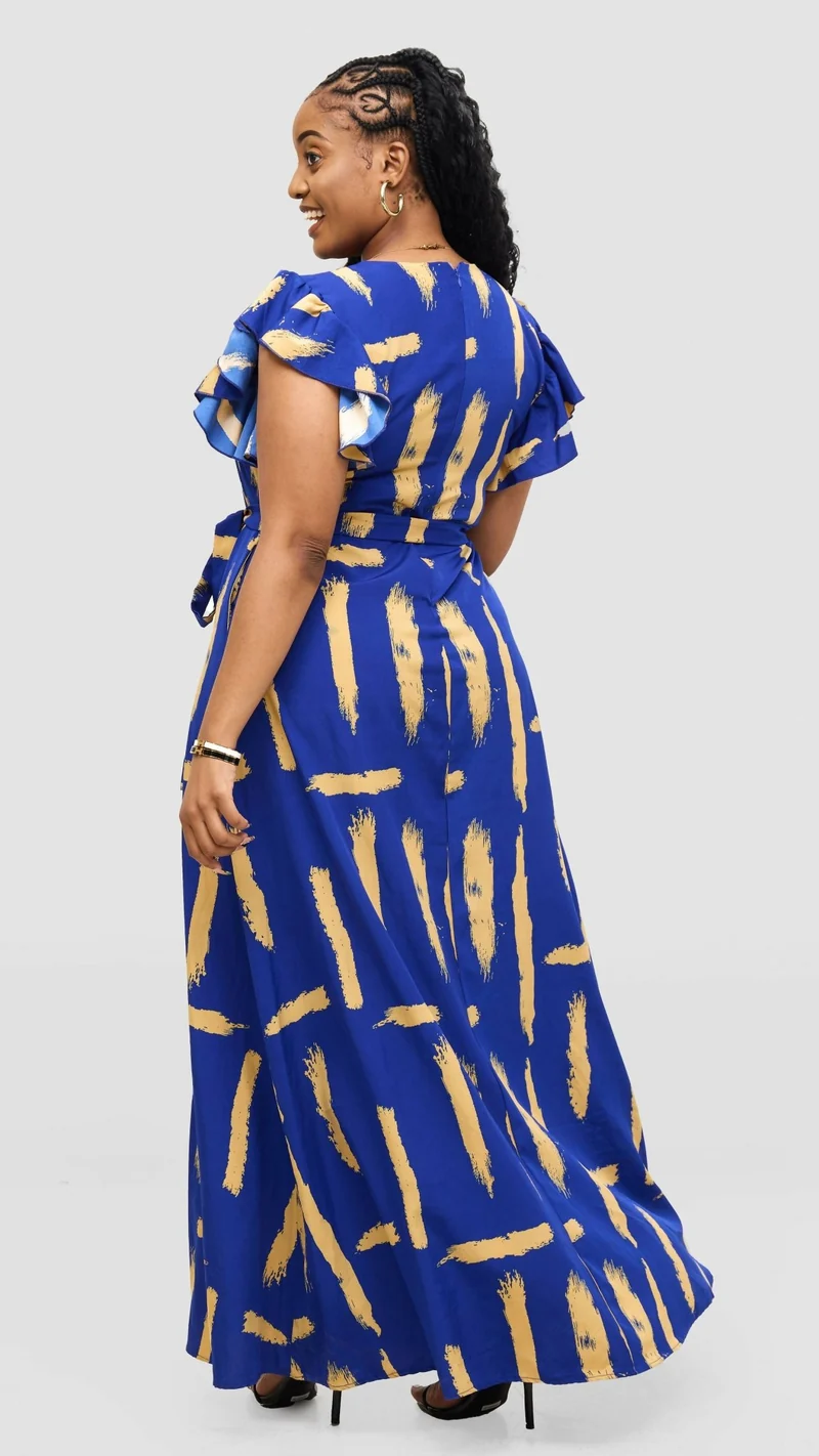 Magali Designs Curvy Plus Size Siena Dress - Royal Blue Print