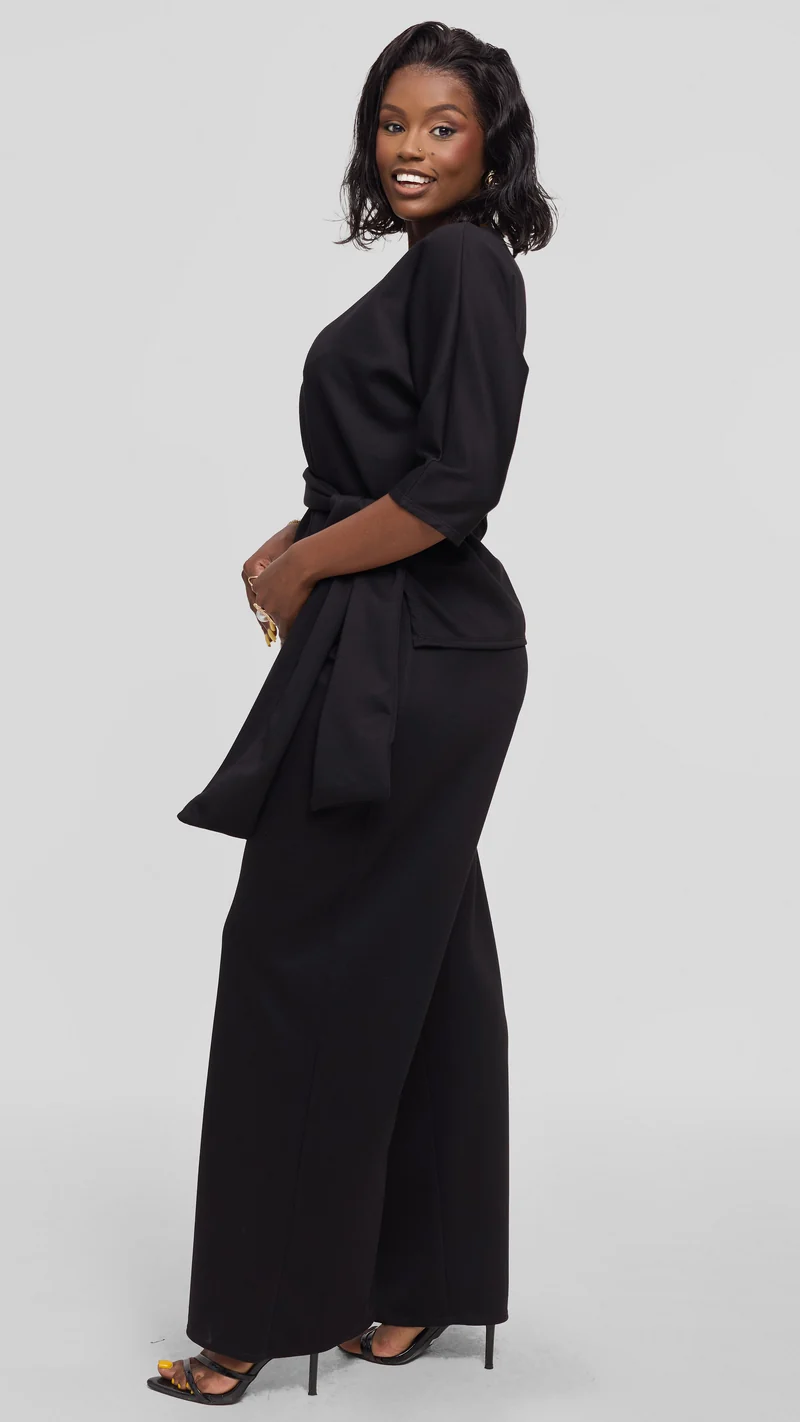 Vivo Front Tie Top in Scuba - Black