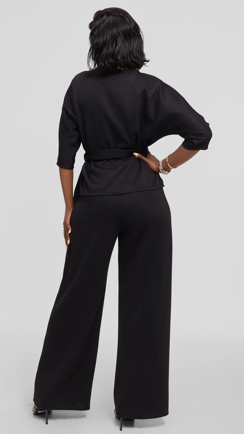 Vivo Front Tie Top in Scuba - Black