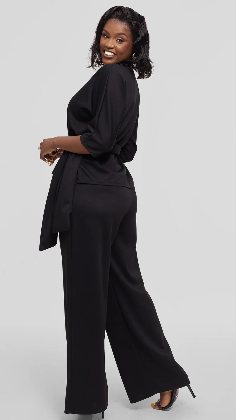 Vivo Front Tie Top in Scuba - Black