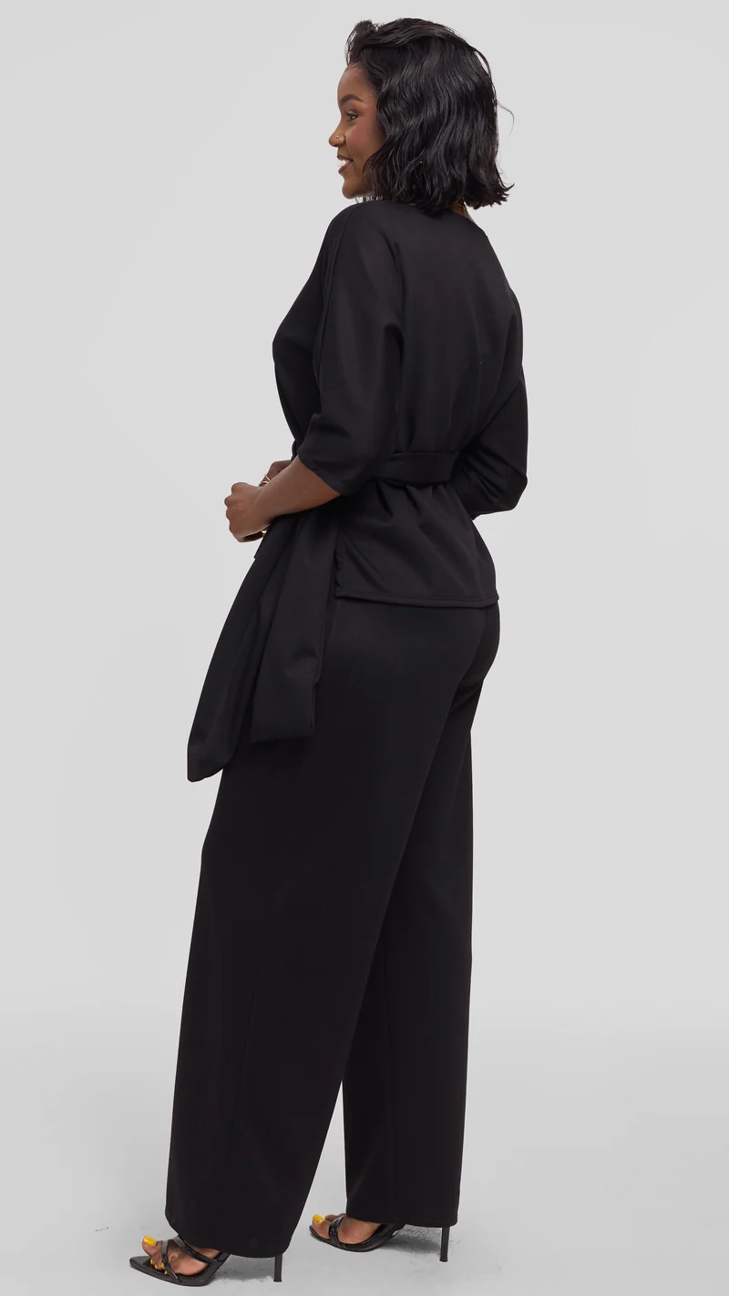 Vivo Front Tie Top in Scuba - Black