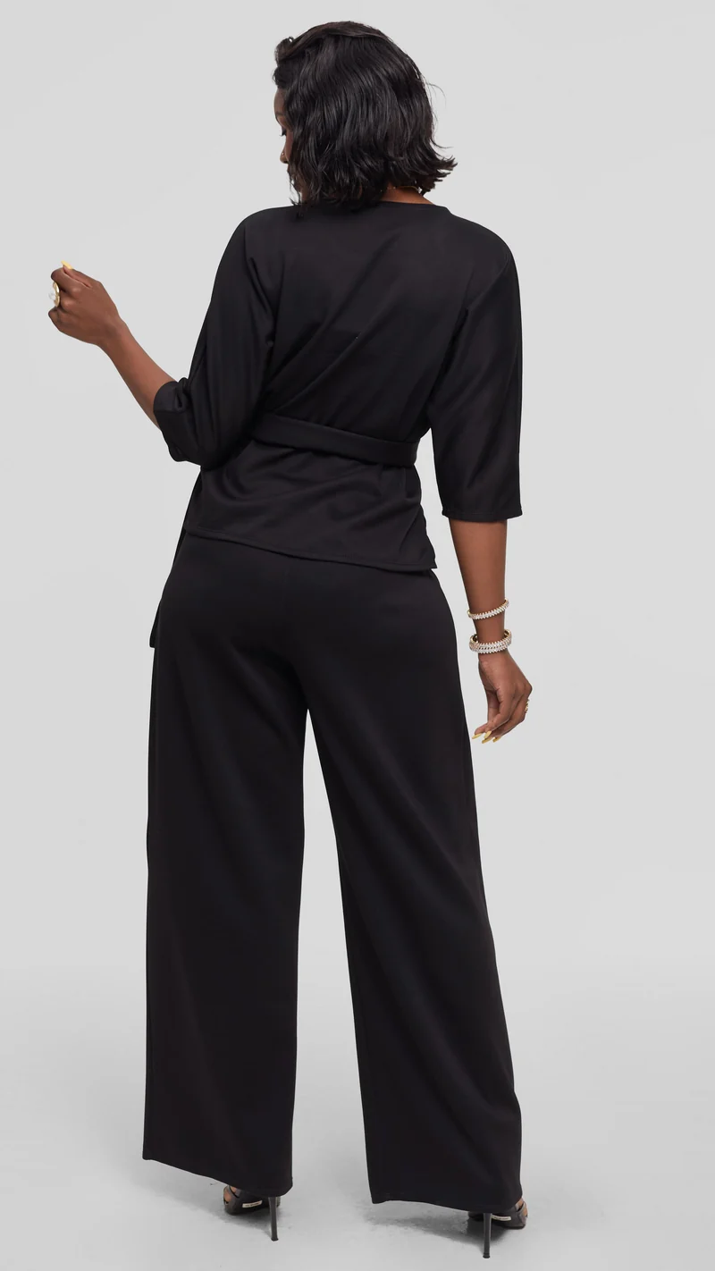 Vivo Front Tie Top in Scuba - Black