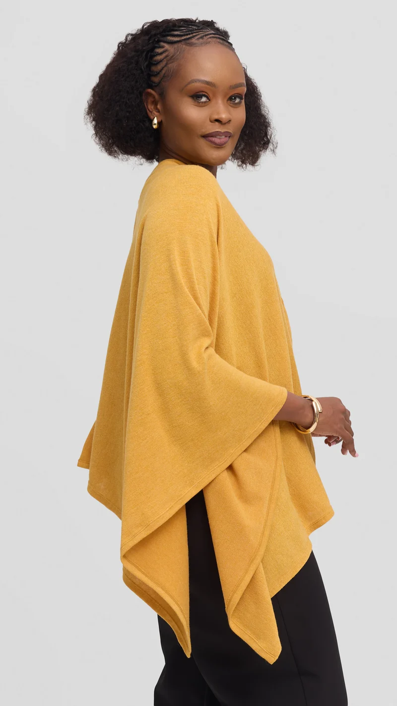 Vivo Multiway Poncho in Sweater - Mustard
